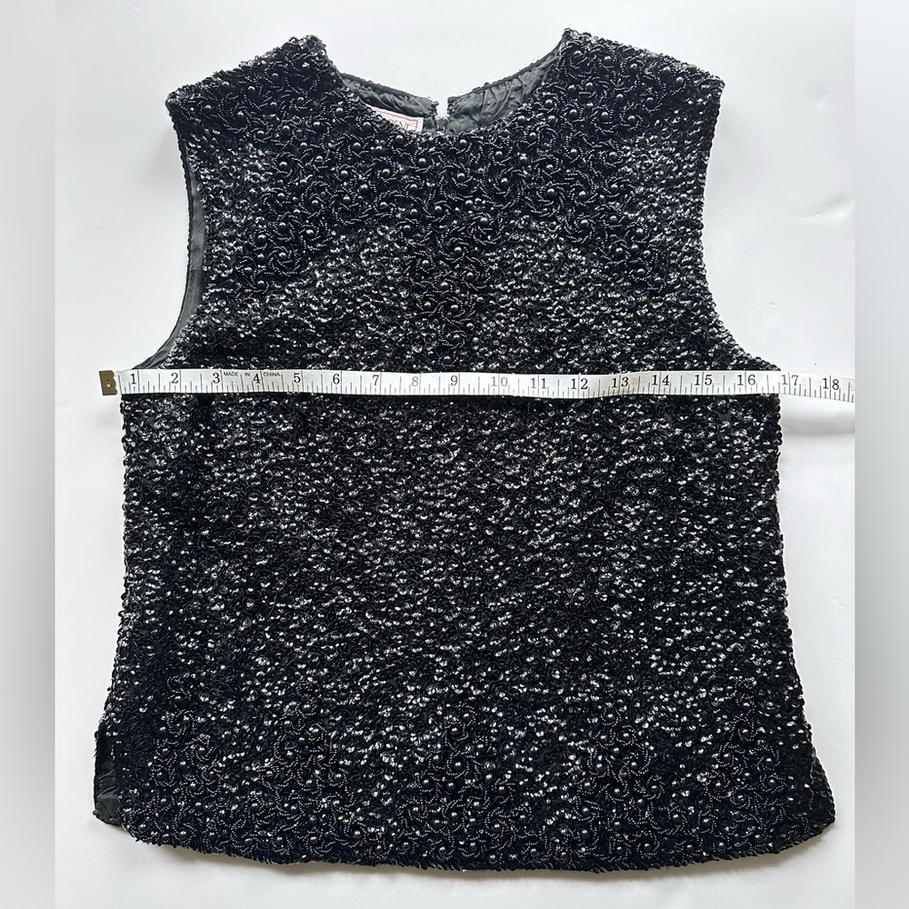 Vintage 1980s Yves Saint Laurent Beaded and Sequin Embellished Top 44 FR 12 US M - Picture 11 of 15